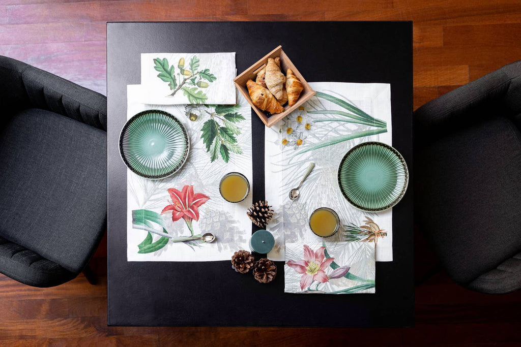 Set of 4 Placemats «Winter Garden», Linen 100% Made in Italy