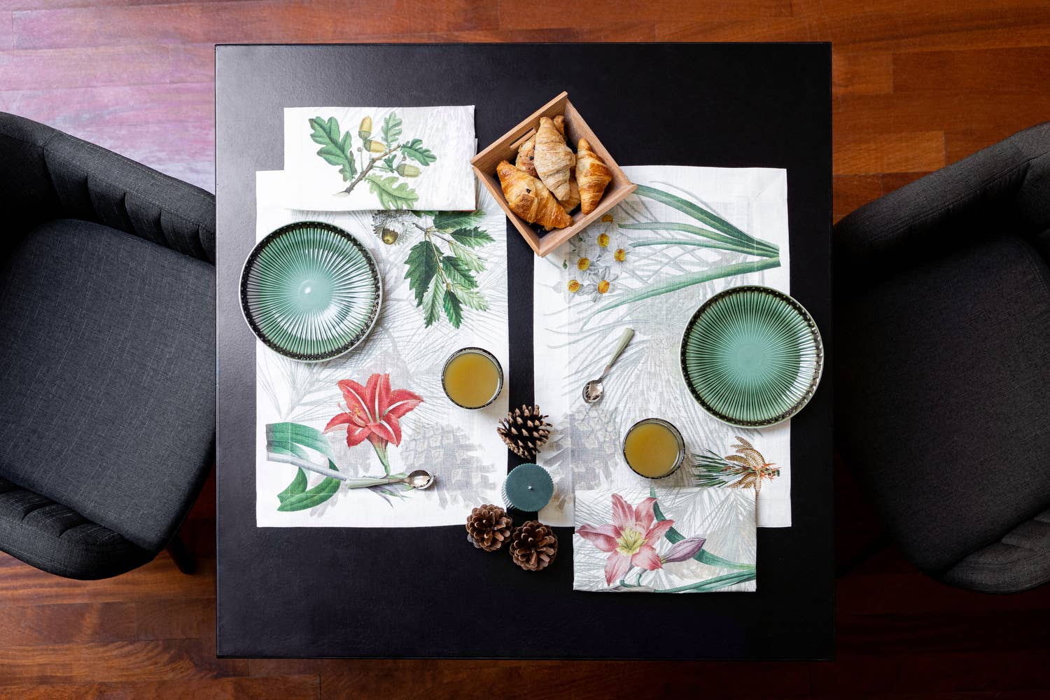 Set of 4 Placemats «Winter Garden», Linen 100% Made in Italy