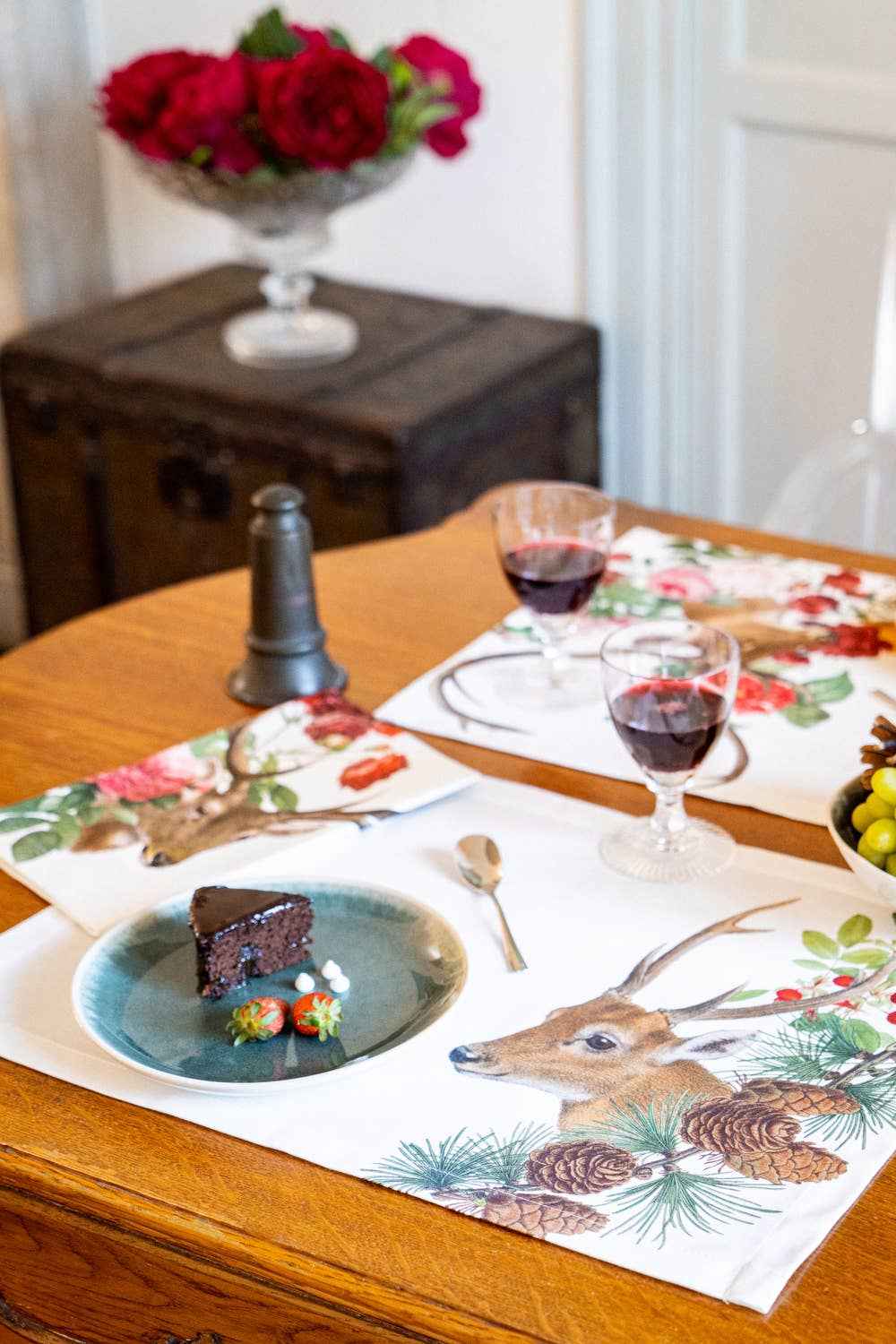 Set of 4 Placemats Cervi Cotton Satin 100% Made in Italy