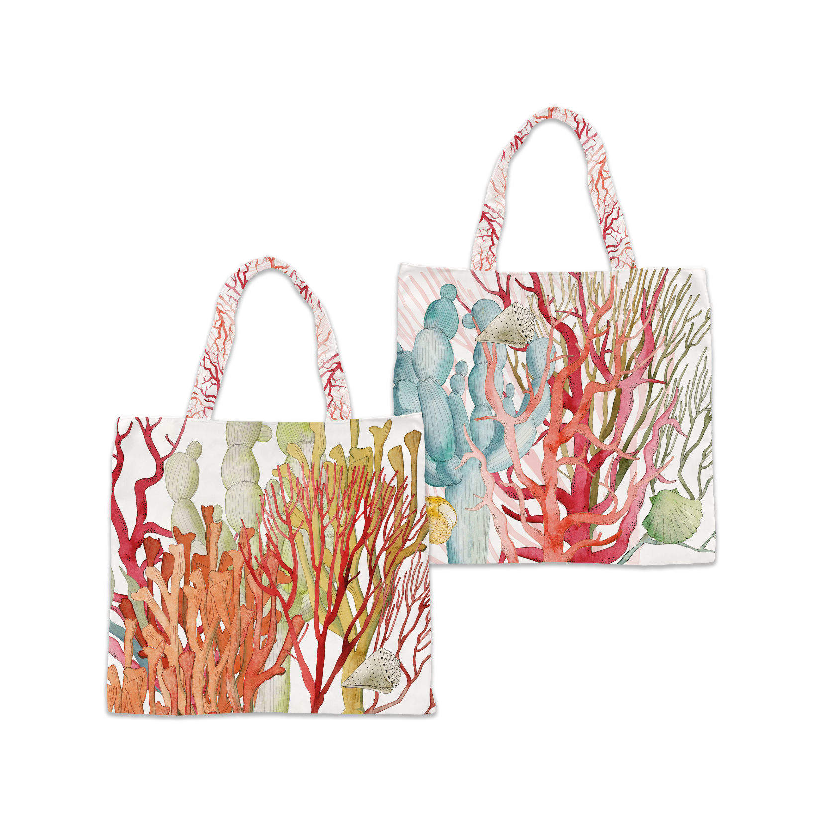 Cotton Shopper bag «Corals», 100% Made in Italy - The Napking