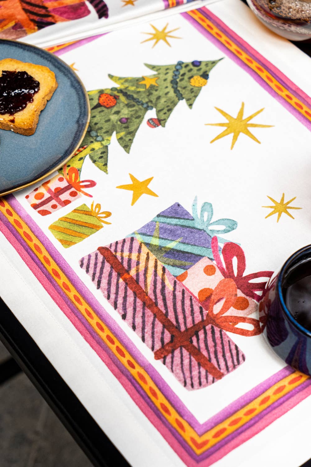 Set of 4 Placemats «Xmas Party» Cotton Satin 100% - The Napking