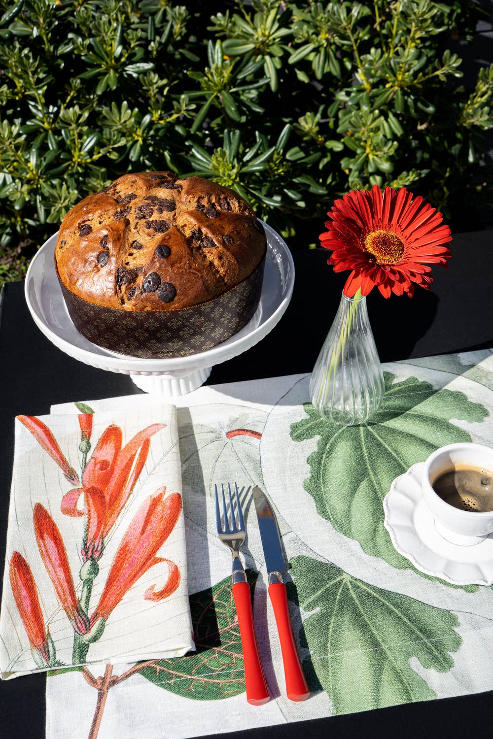 Set of 4 Placemats «Poinsetta» Linen 100% Made in Italy - The Napking