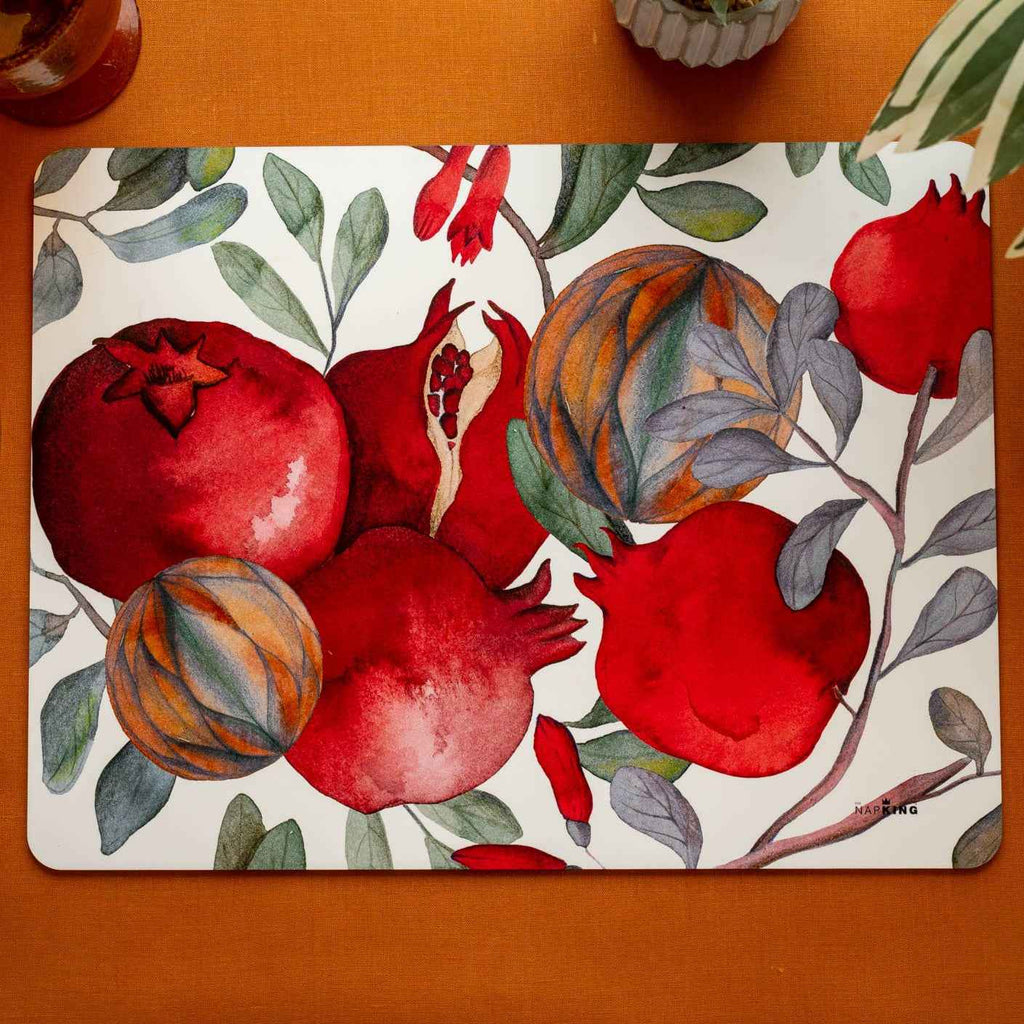 Set of 2 hardboard placemats Grenade rectangular, 100% Made in Italy