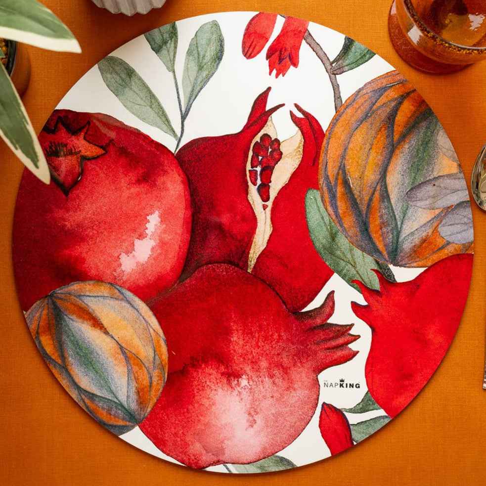 Set of 2 round hardboard placemats «Grenade», 100% Made in Italy