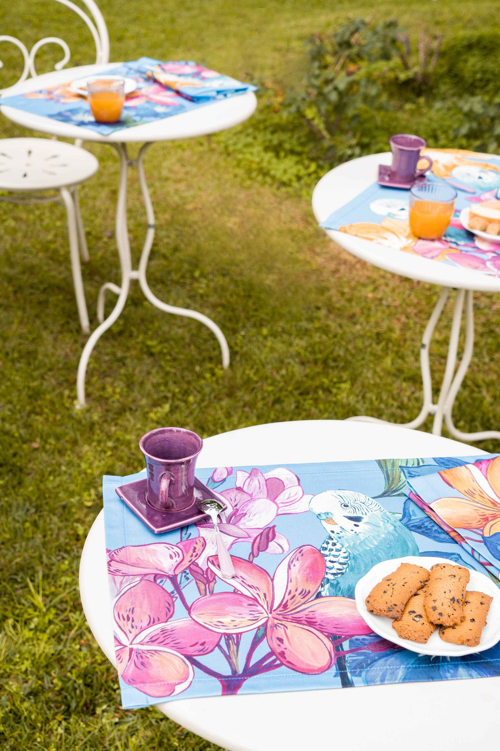 Set of 4 Placemats «Cocorite» Cotton Satin 100% Made in Italy