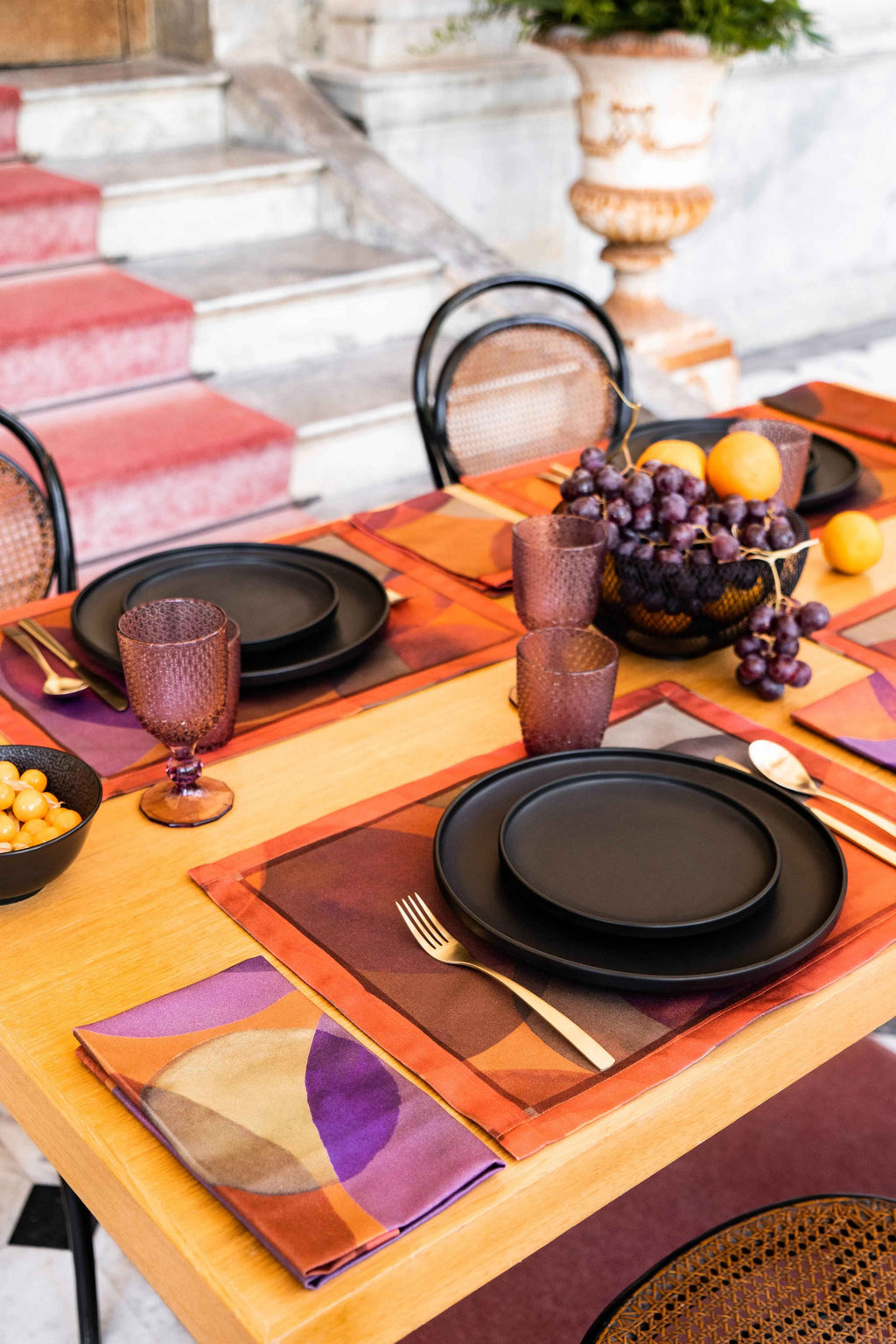 Set of 4 Placemats «Bubbles» Cotton Satin 100% Made in Italy