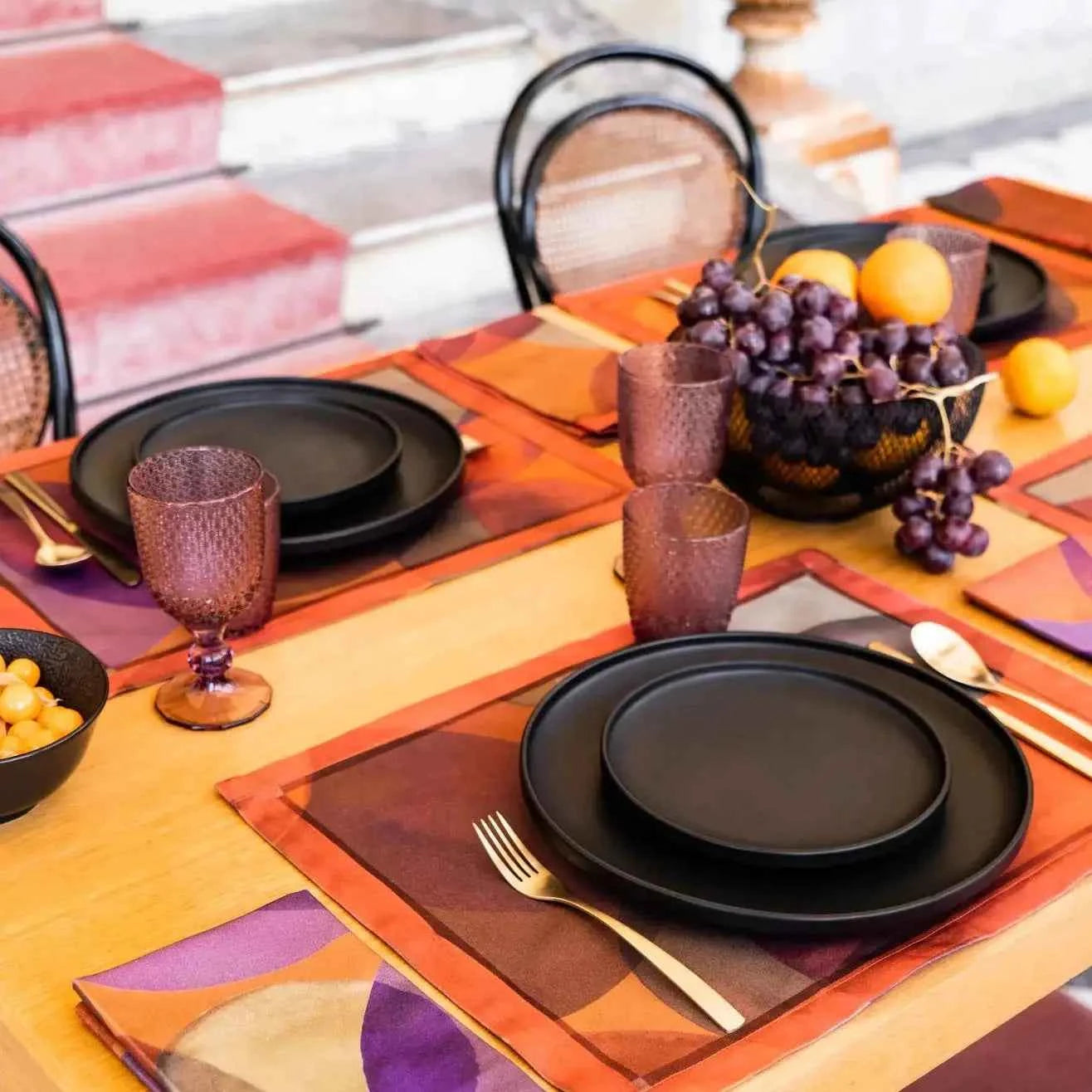 Set of 4 Placemats «Bubbles» Cotton Satin 100% Made in Italy