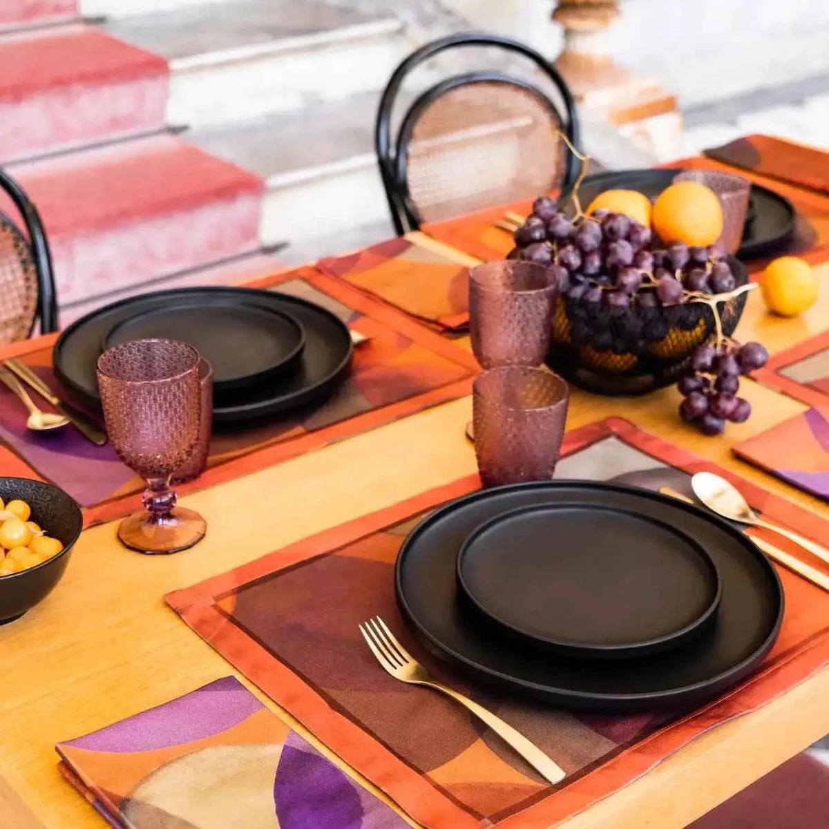 Set of 4 Placemats «Bubbles» Cotton Satin 100% Made in Italy