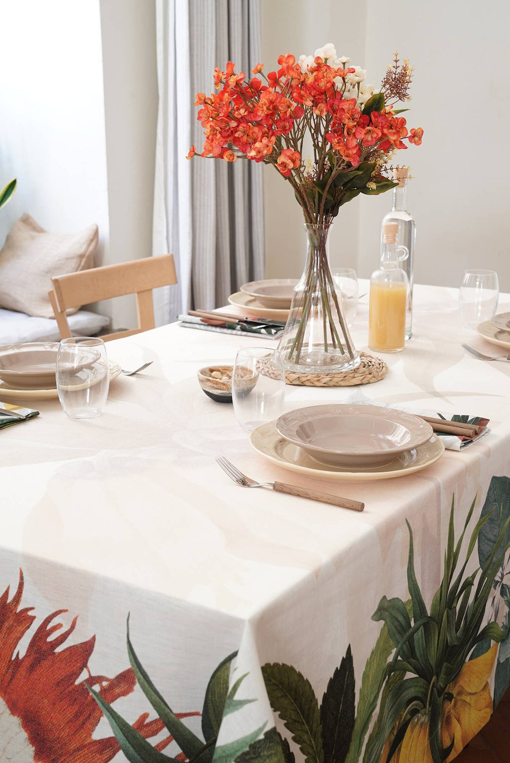 Linen Tablecloth «Fritillaria» - 100% Made in Italy