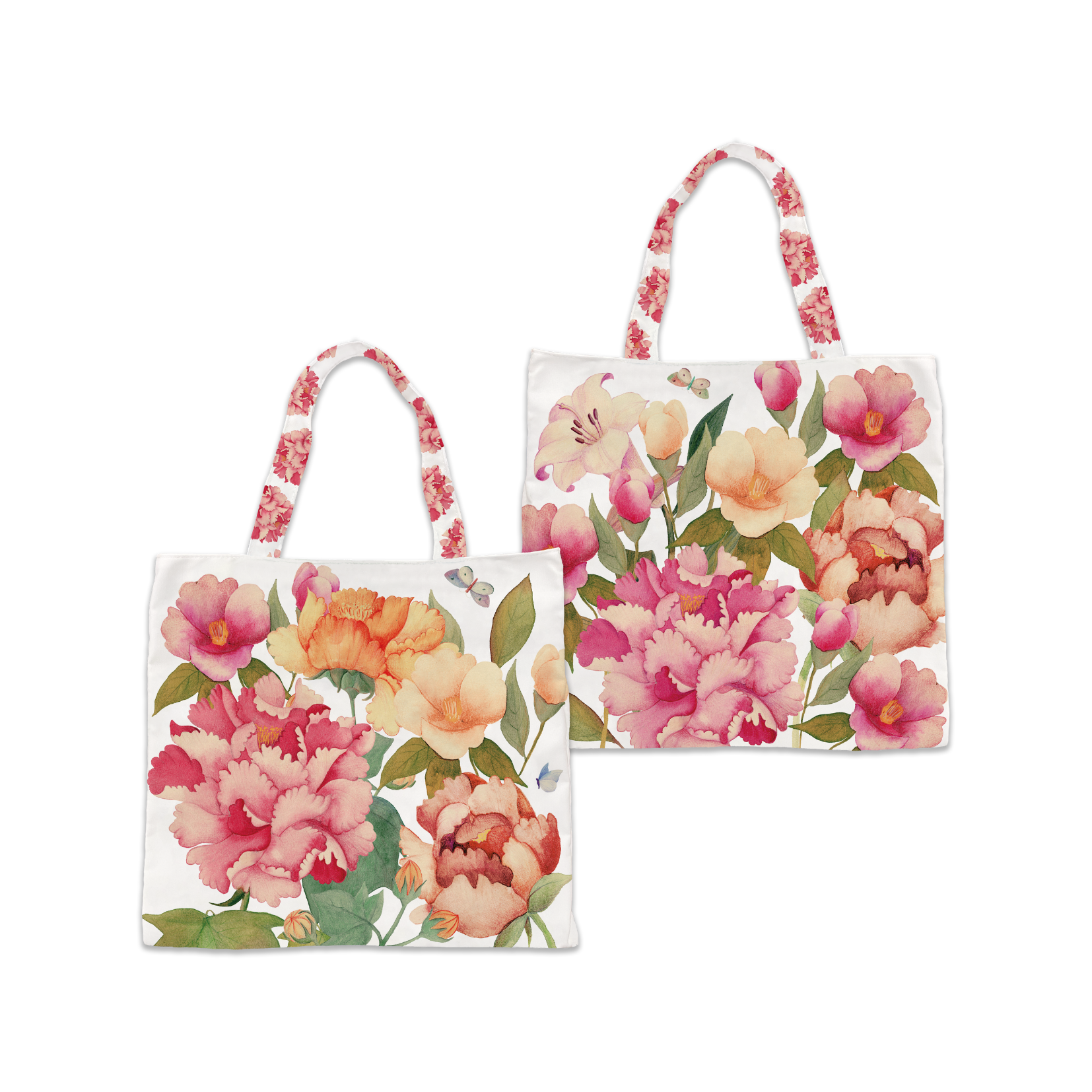 Cotton Shopper bag «Peony», 100% Made in Italy - The Napking