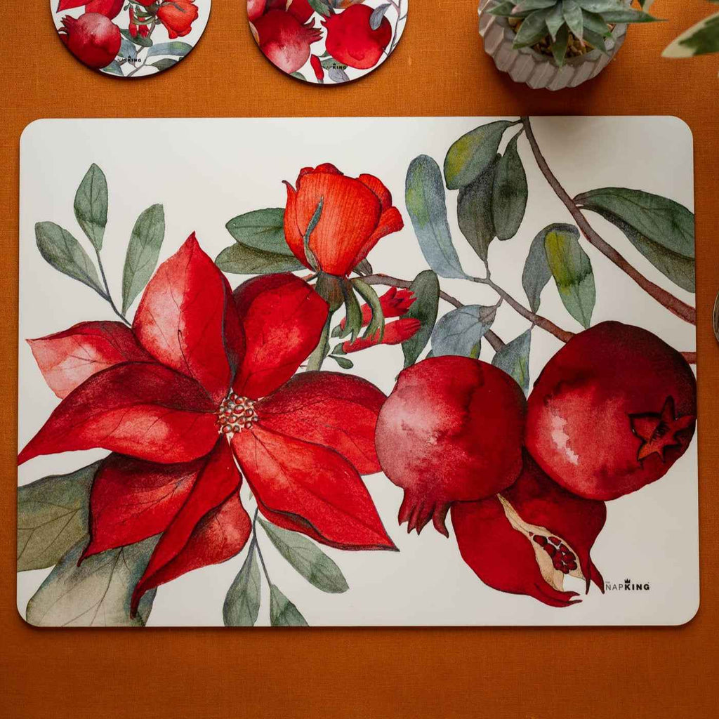 Set of 2 hardboard placemats Grenade rectangular, 100% Made in Italy