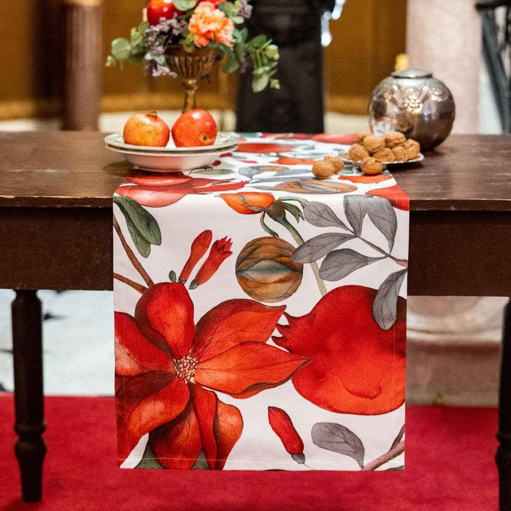 Cotton Satin Runner Grenade 100% Made in Italy