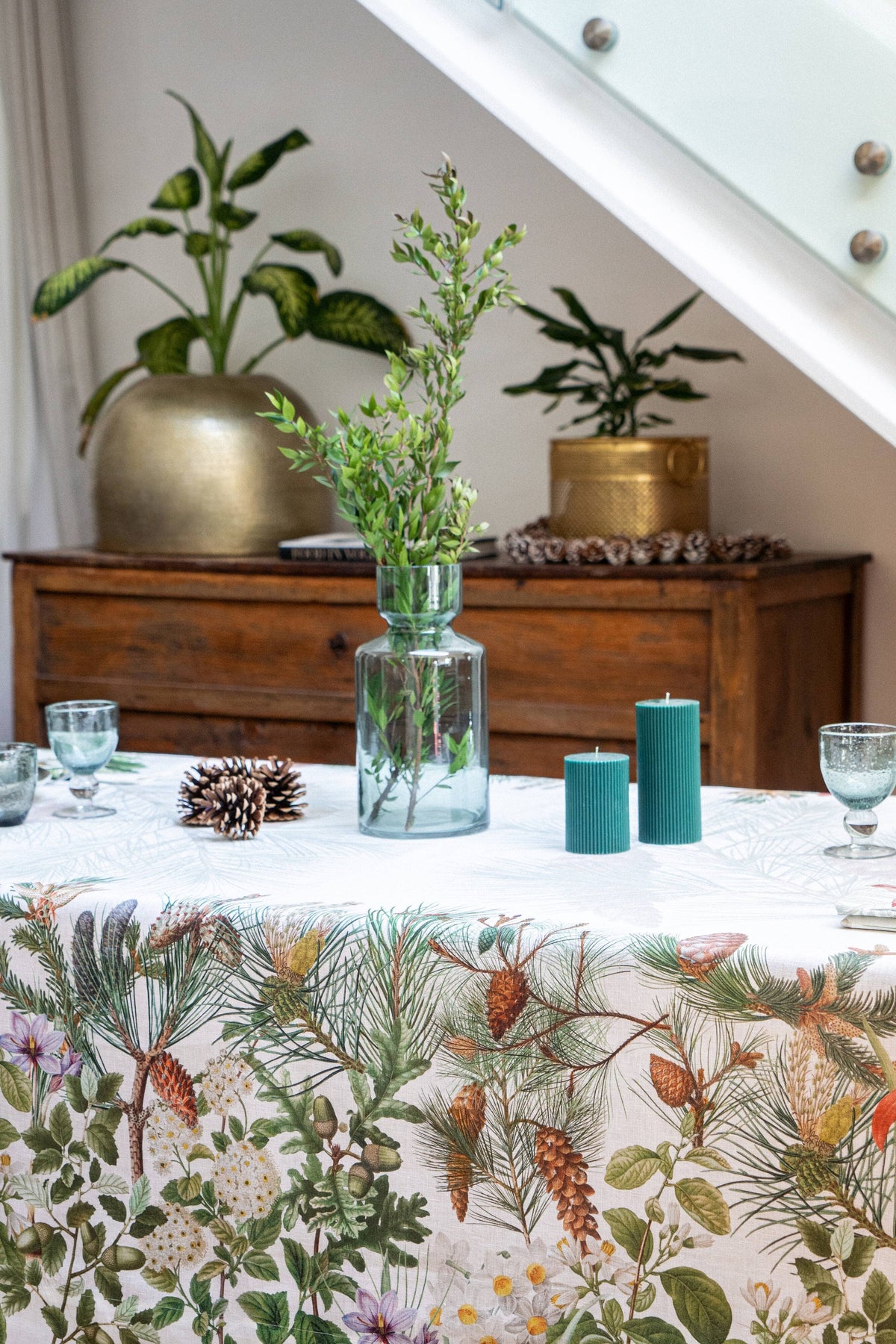Linen Tablecloth «Winter Garden» - 100% Made in Italy
