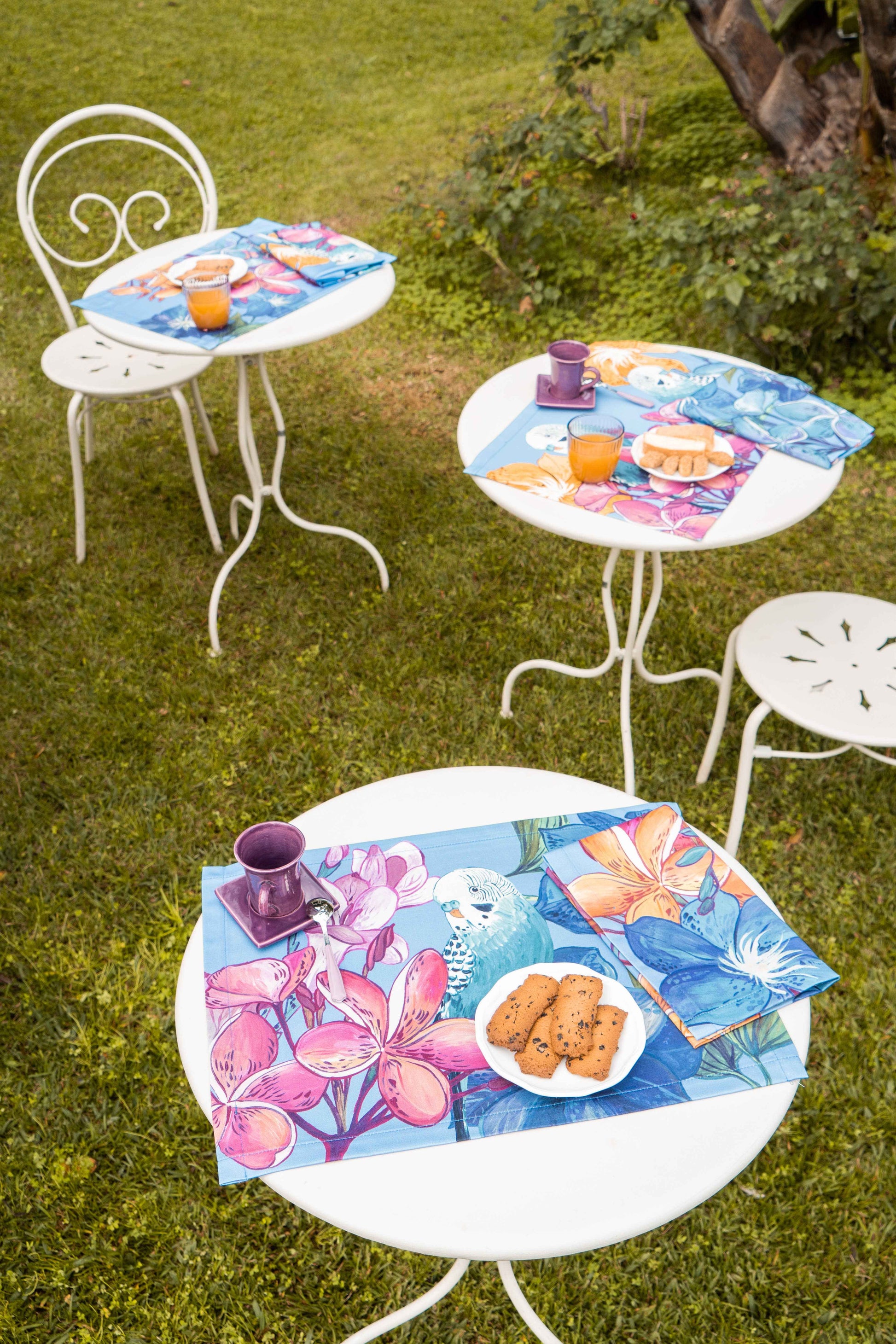 Set of 4 Placemats «Cocorite» Cotton Satin 100% Made in Italy