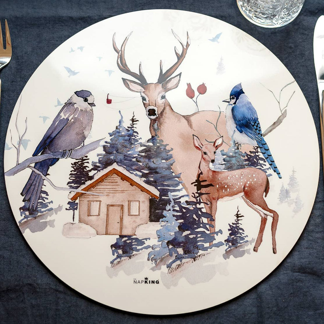 Set of 2 round hardboard placemats «Buck», 100% Made in Italy