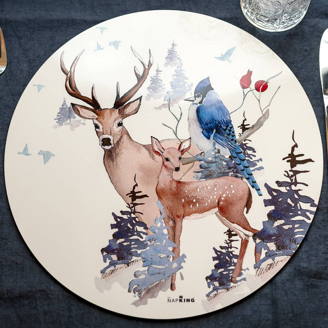 Buck Set of 2 Round Placemats Hardboard and Cork 100% Made in Italy