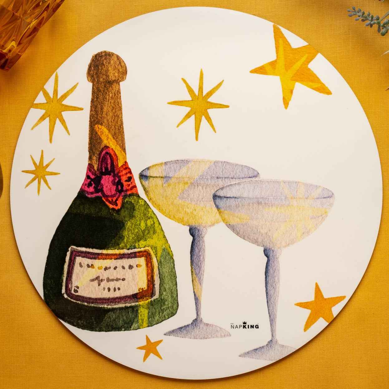 Set of 2 Xmas Party hardboard placemats round