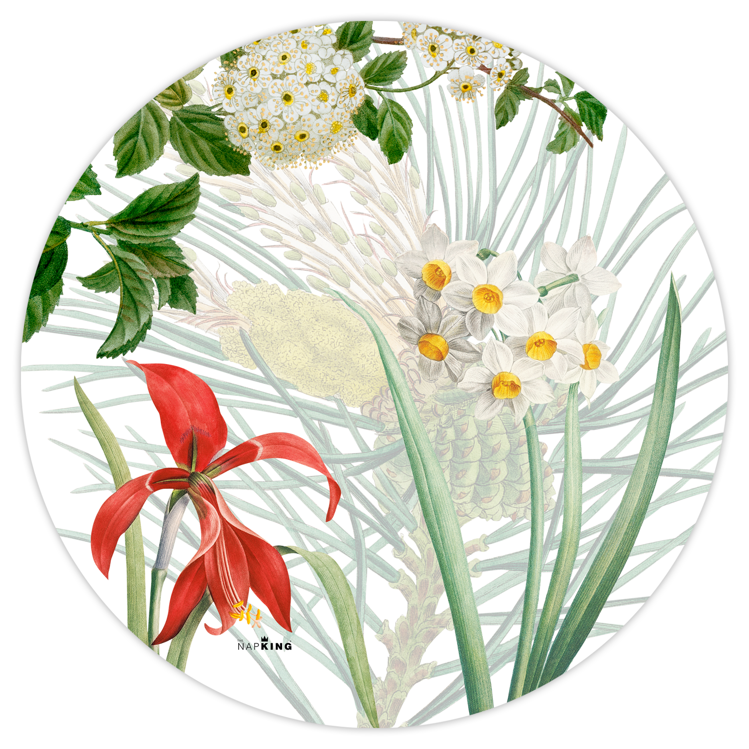 Set of 2 round hardboard placemats «Winter Garden», 100% Made in Italy