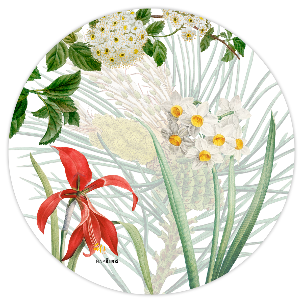 Set of 2 round hardboard placemats «Winter Garden», 100% Made in Italy