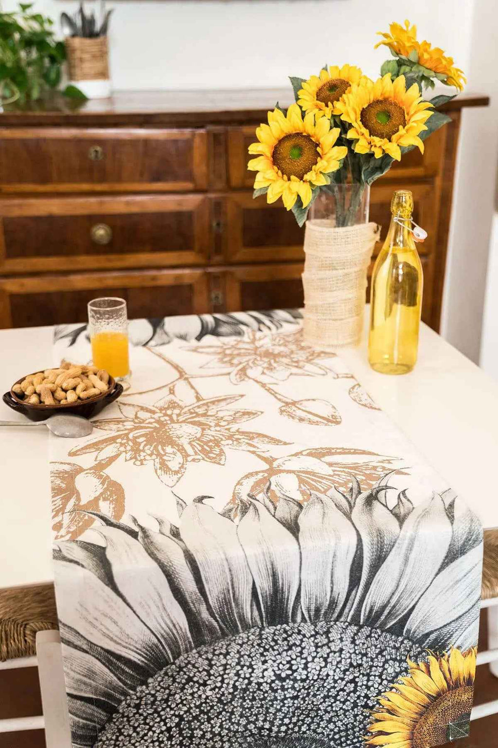 Runner in lino Helianthus 100% Made in Italy
