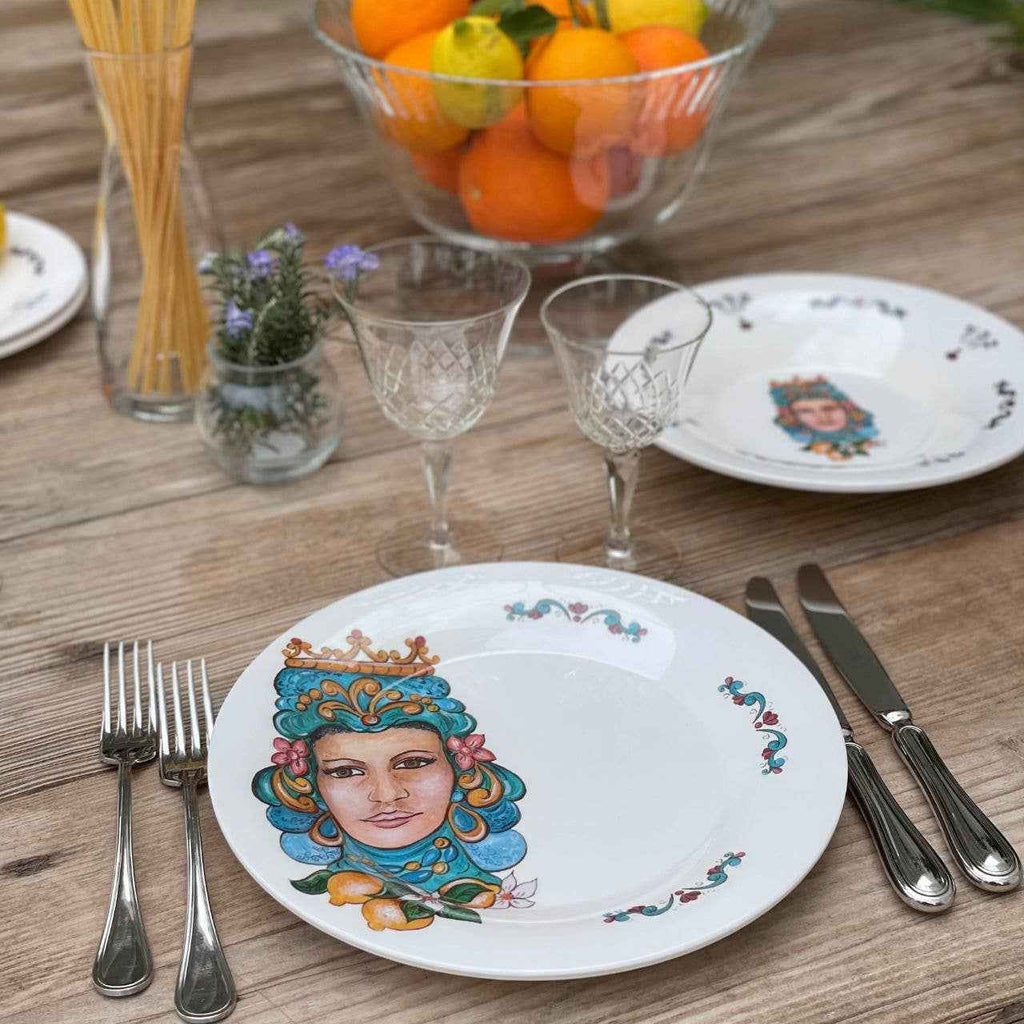 Set 3+3 Plates Teste Di Moro 100% Made in Italy