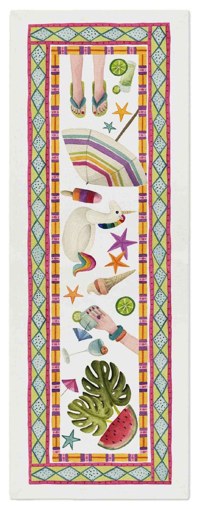Summer Party cotton satin runner digitally printed Made in Italy