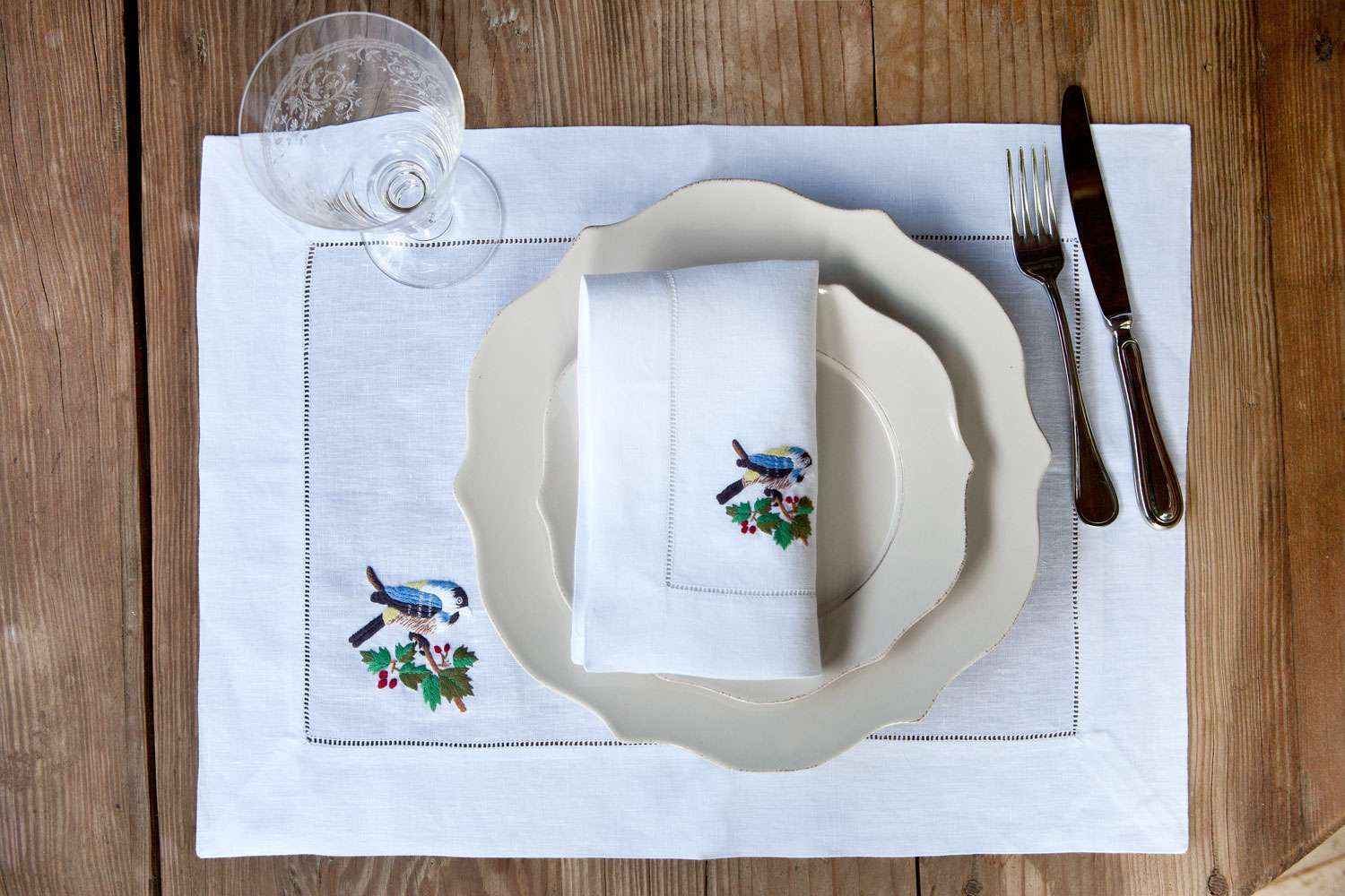 Place Mat Set «Uccelli» 100% Made in Italy