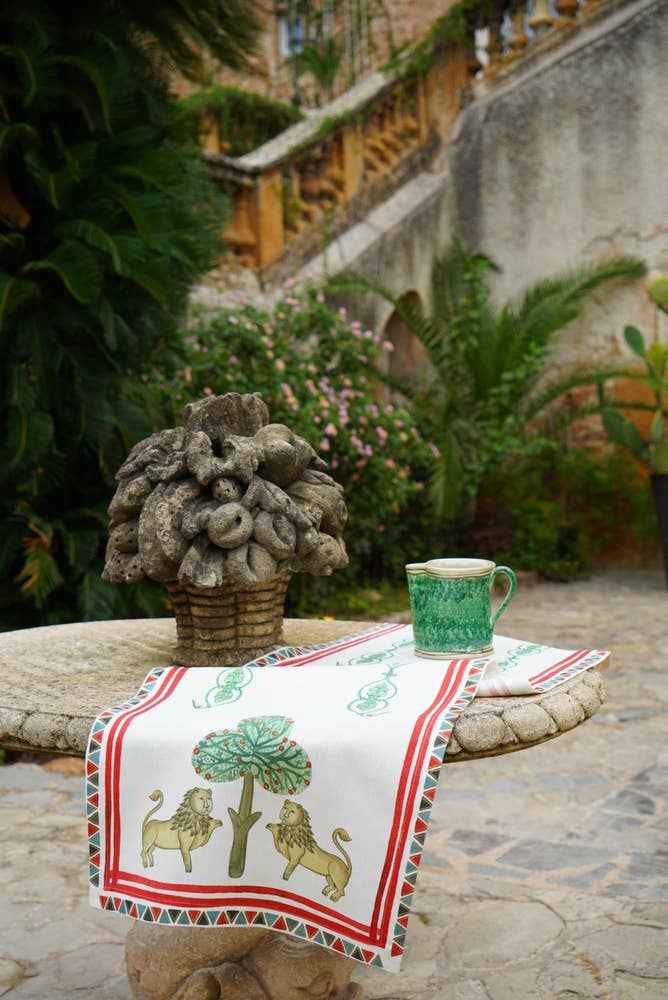 Chemin de table en lin I Normanni 100 % fabriqué en Italie