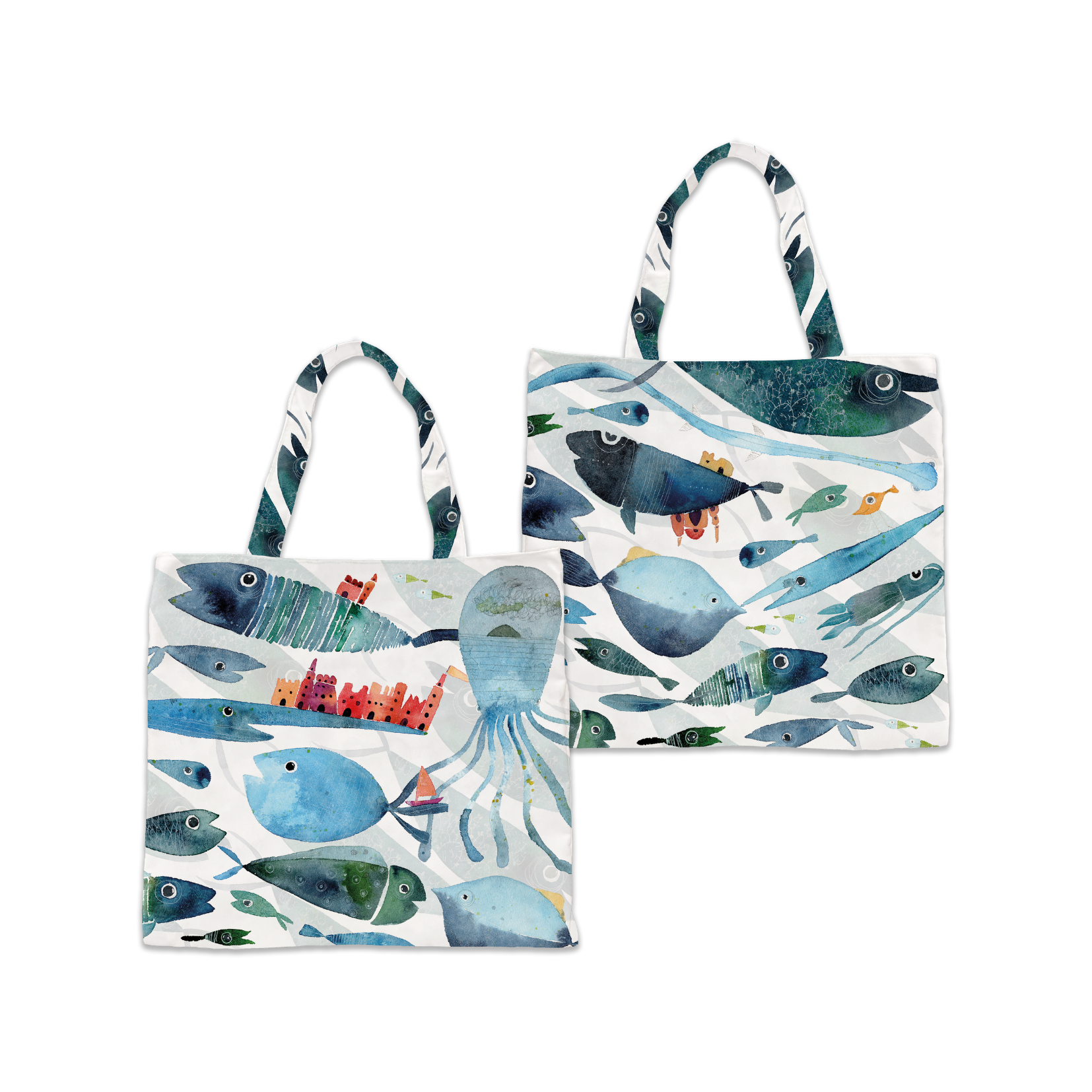 Cotton Shopper bag «Oltremare», 100% Made in Italy - The Napking