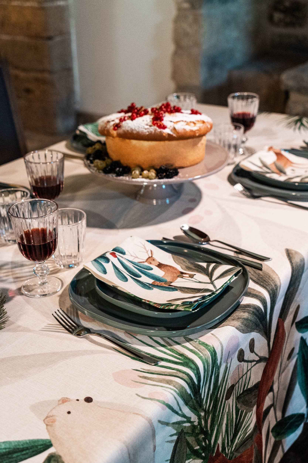 Set of 4 Napkins Rudolph 100% Made in Italy