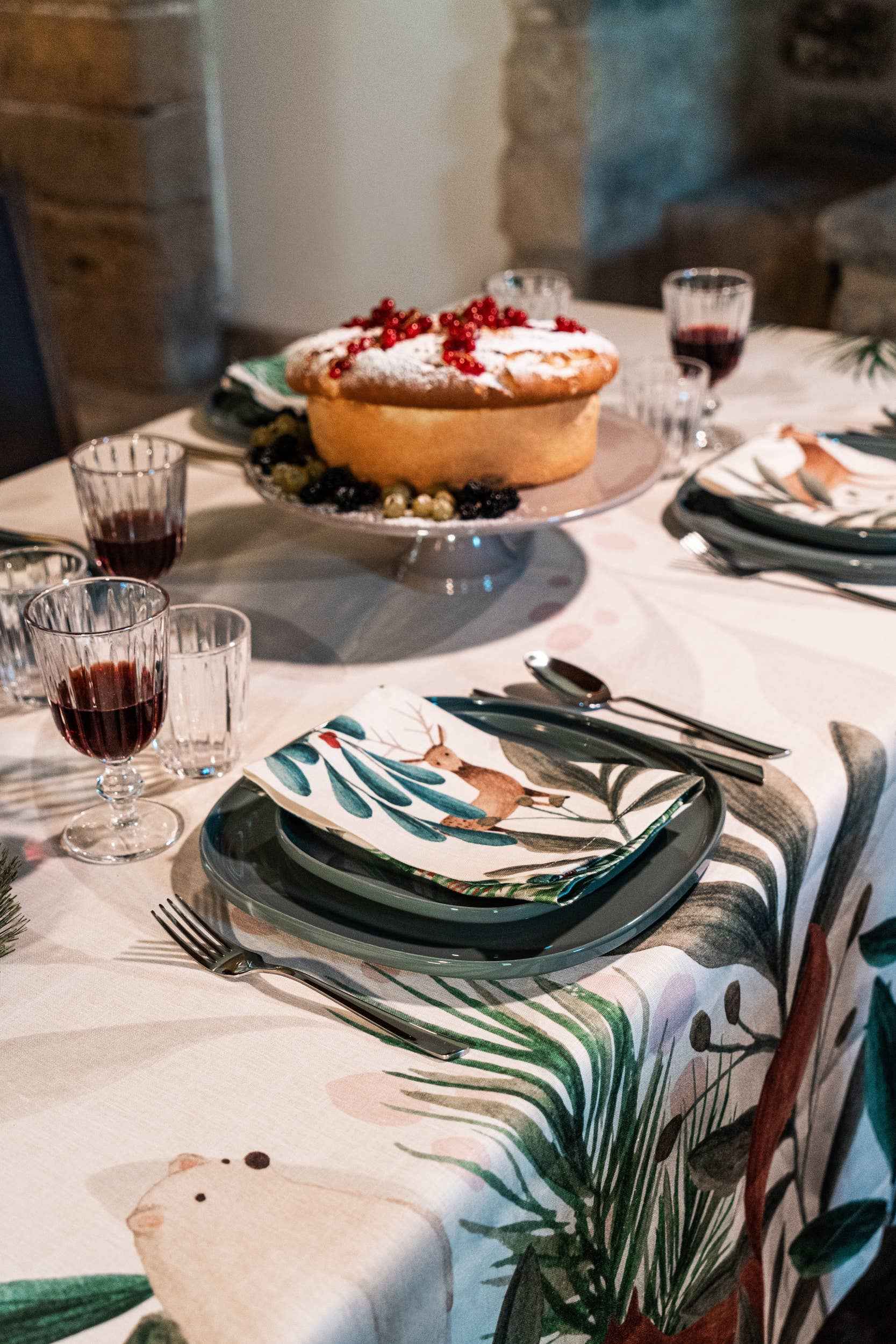 Set of 4 Napkins Rudolph 100% Made in Italy