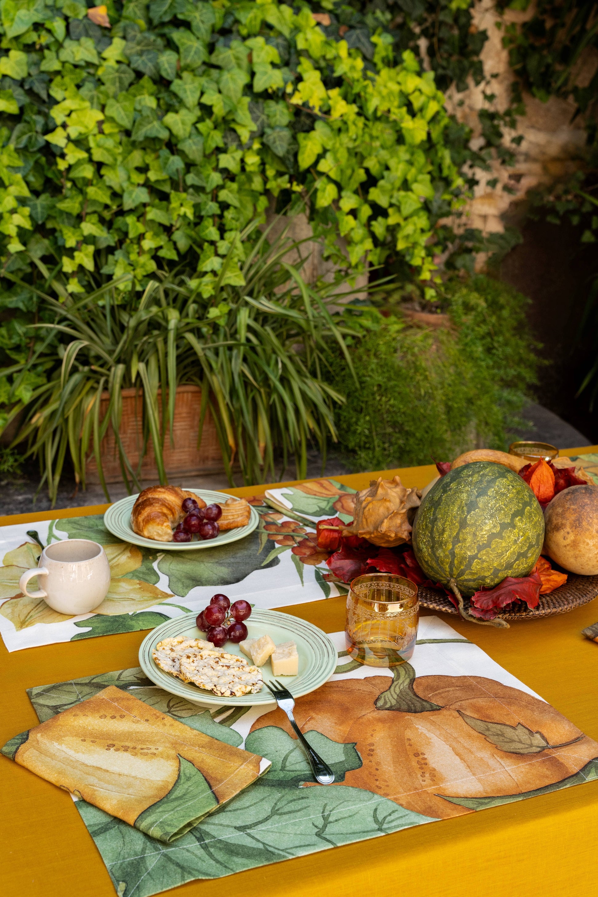 Set of 4 Placemats «Potirons» Linen 100% Made in Italy - The Napking