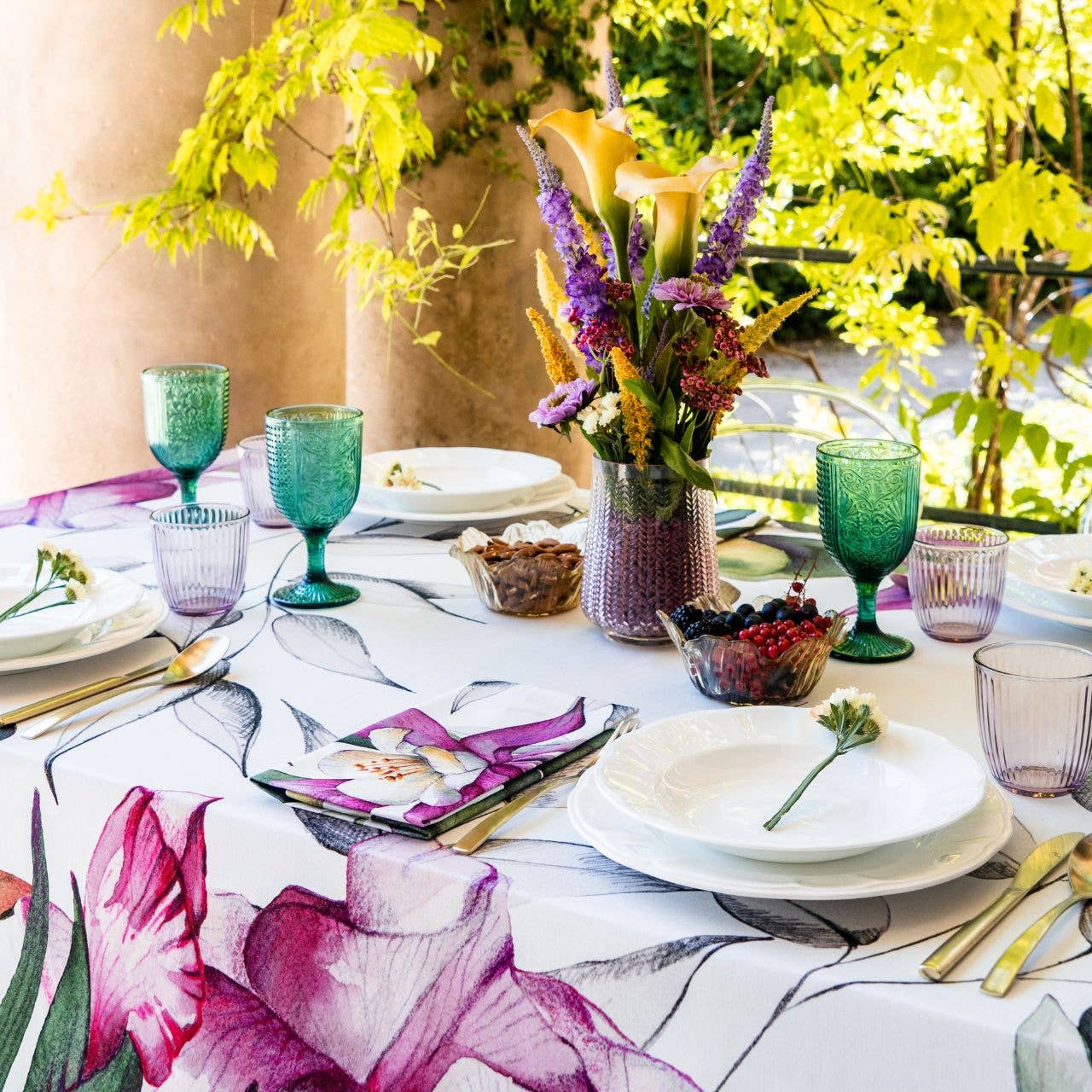 Satin Tablecloths «Iris» 100% Made in Italy