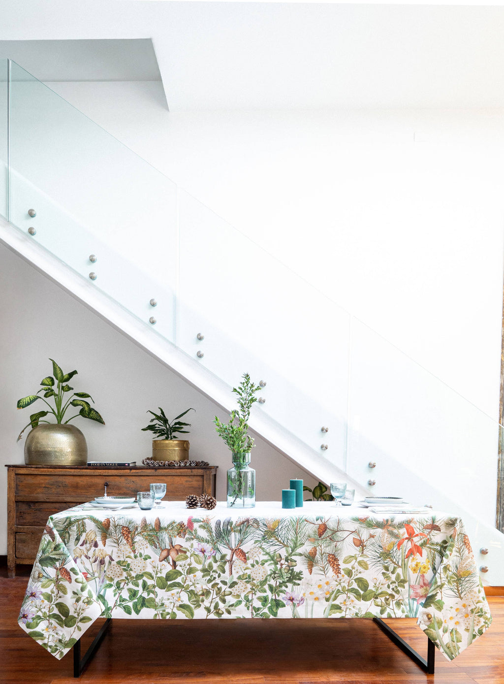 Linen Tablecloth «Winter Garden» - 100% Made in Italy