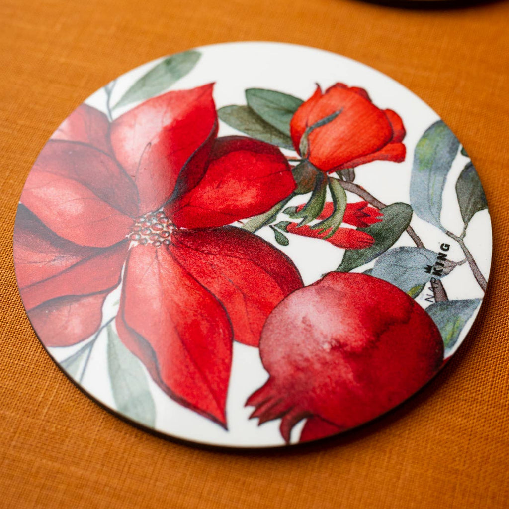 Set of 2 coasters Grenade wood and cork - 100% Made in Italy - The Napking