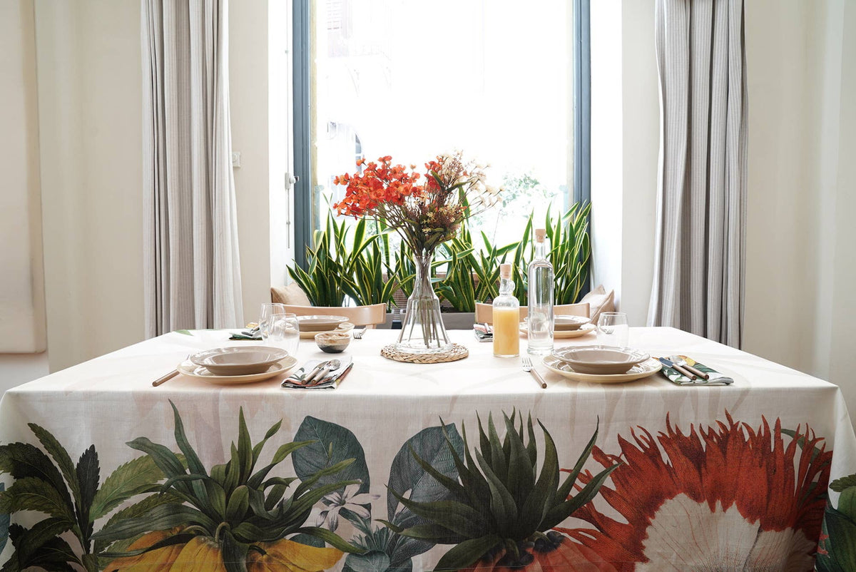 Linen Tablecloth «Fritillaria» - 100% Made in Italy