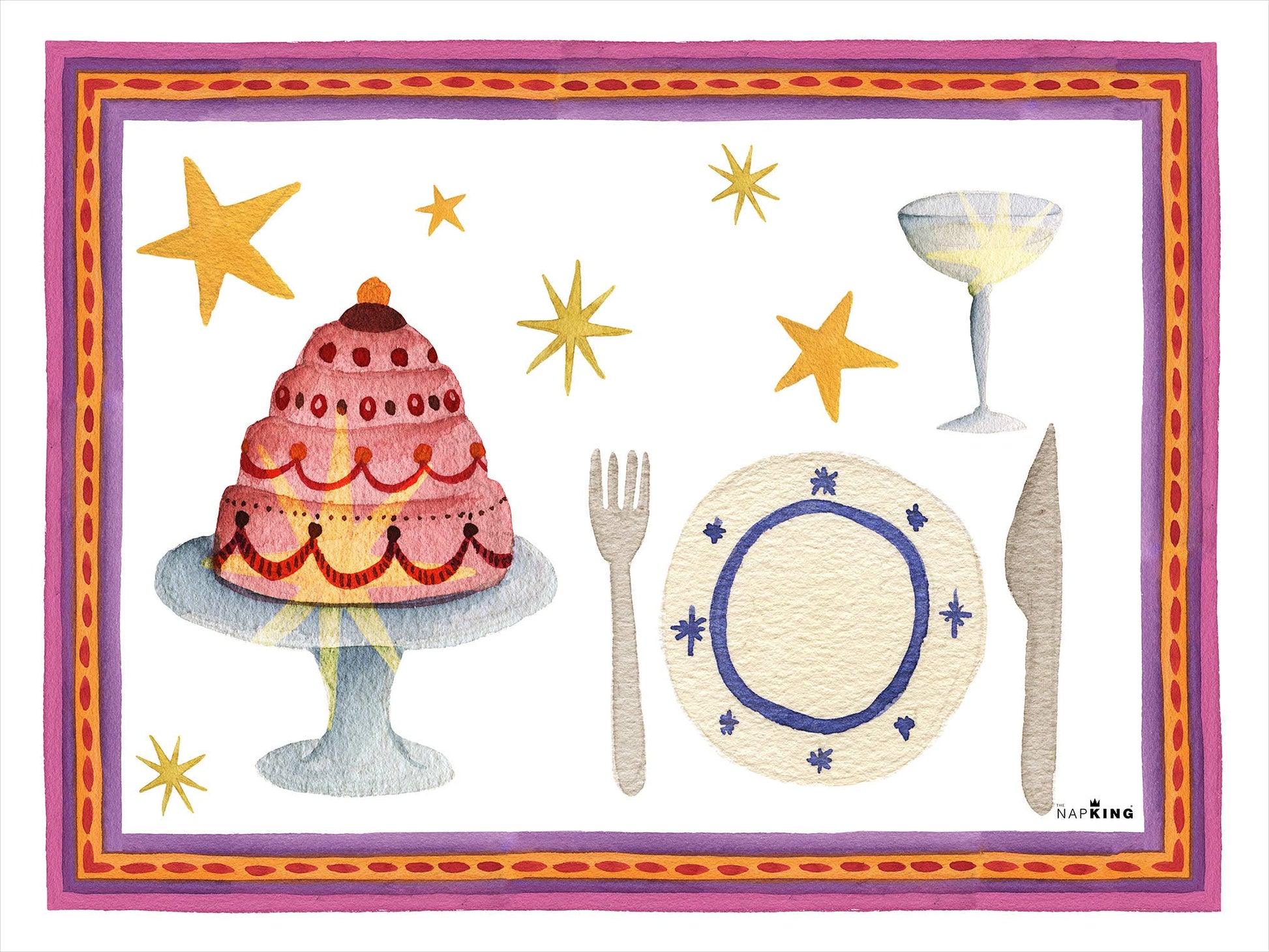 Set of 2 rectangular hardboard placemats «Xmas Party», 100% Made in Italy