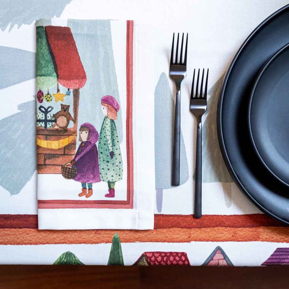 Set of 4 Napkins Satin «Winterland» 100% Made in Italy