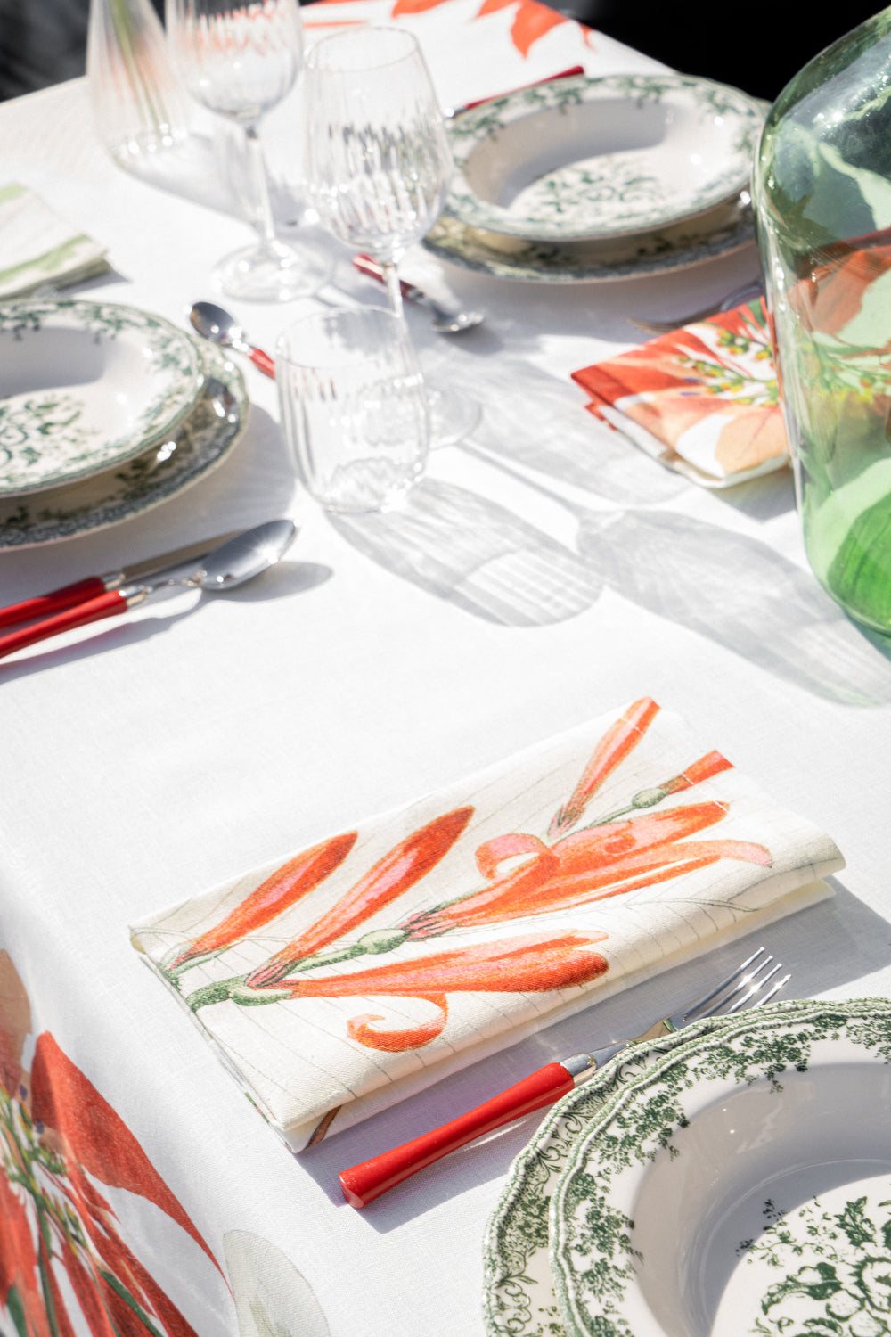 Set Of 4 Napkins Poinsetta 100% Made in Italy