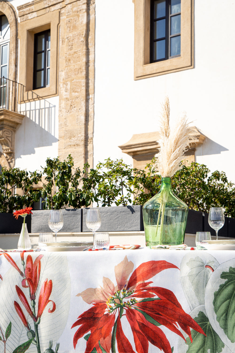 Linen Tablecloth Poinsetta 100% Made in Italy