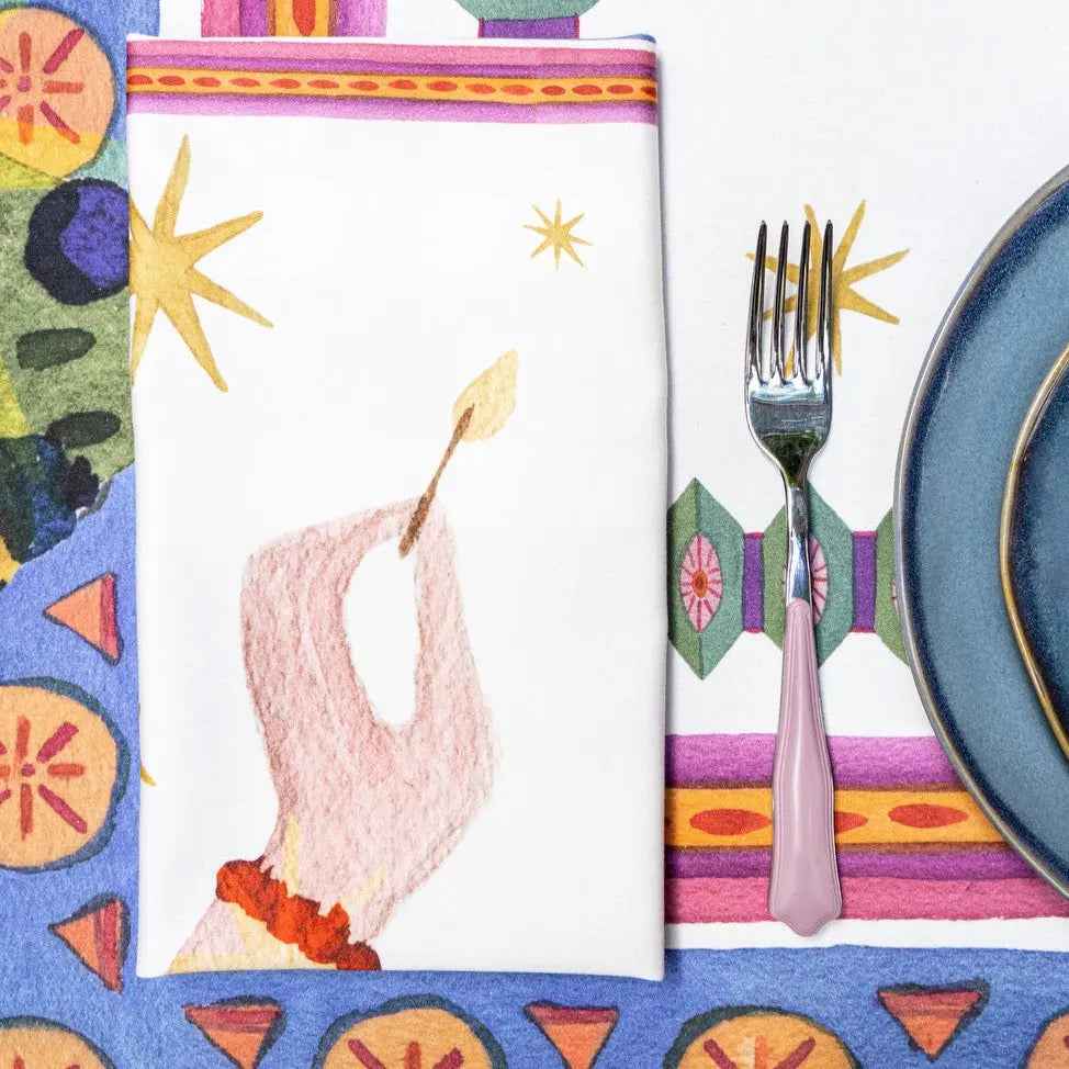 Set 4 Napkins Satin Xmas Party 100% Made in Italy