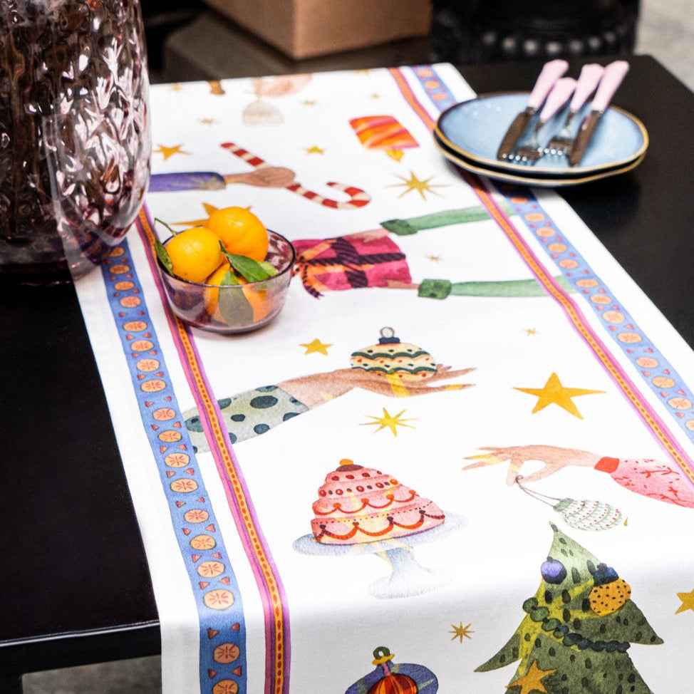 Cotton Satin Runner «Xmas Party» 100% Made in Italy
