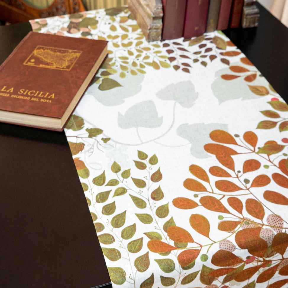 Linen Runner «Foliage» 100% Made in Italy - The Napking