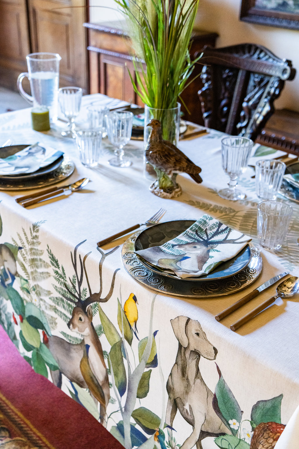 Tovaglia in lino Caccia 100% Made in Italy