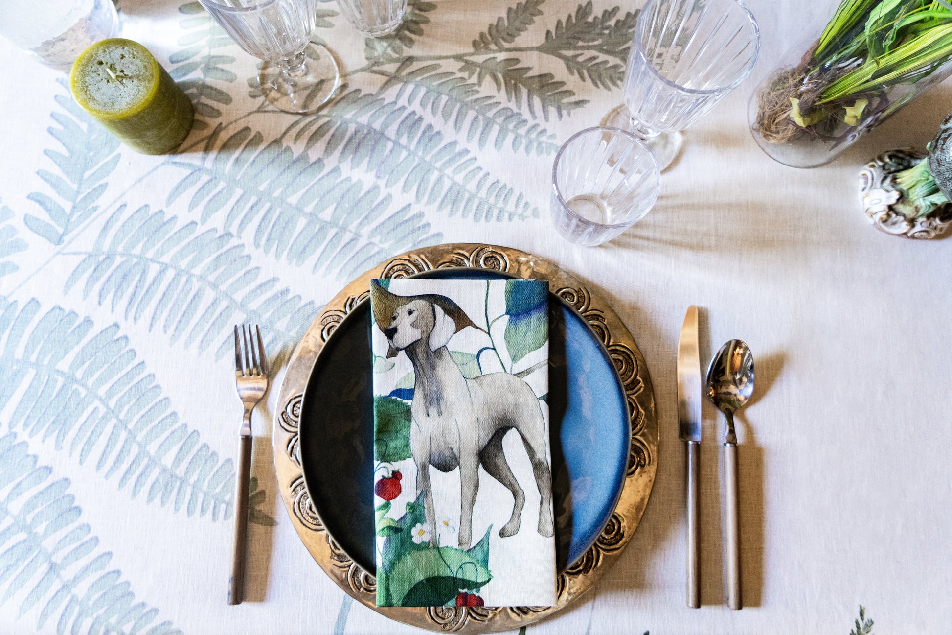 Set of 4 Napkins «Caccia» 100% Made in Italy