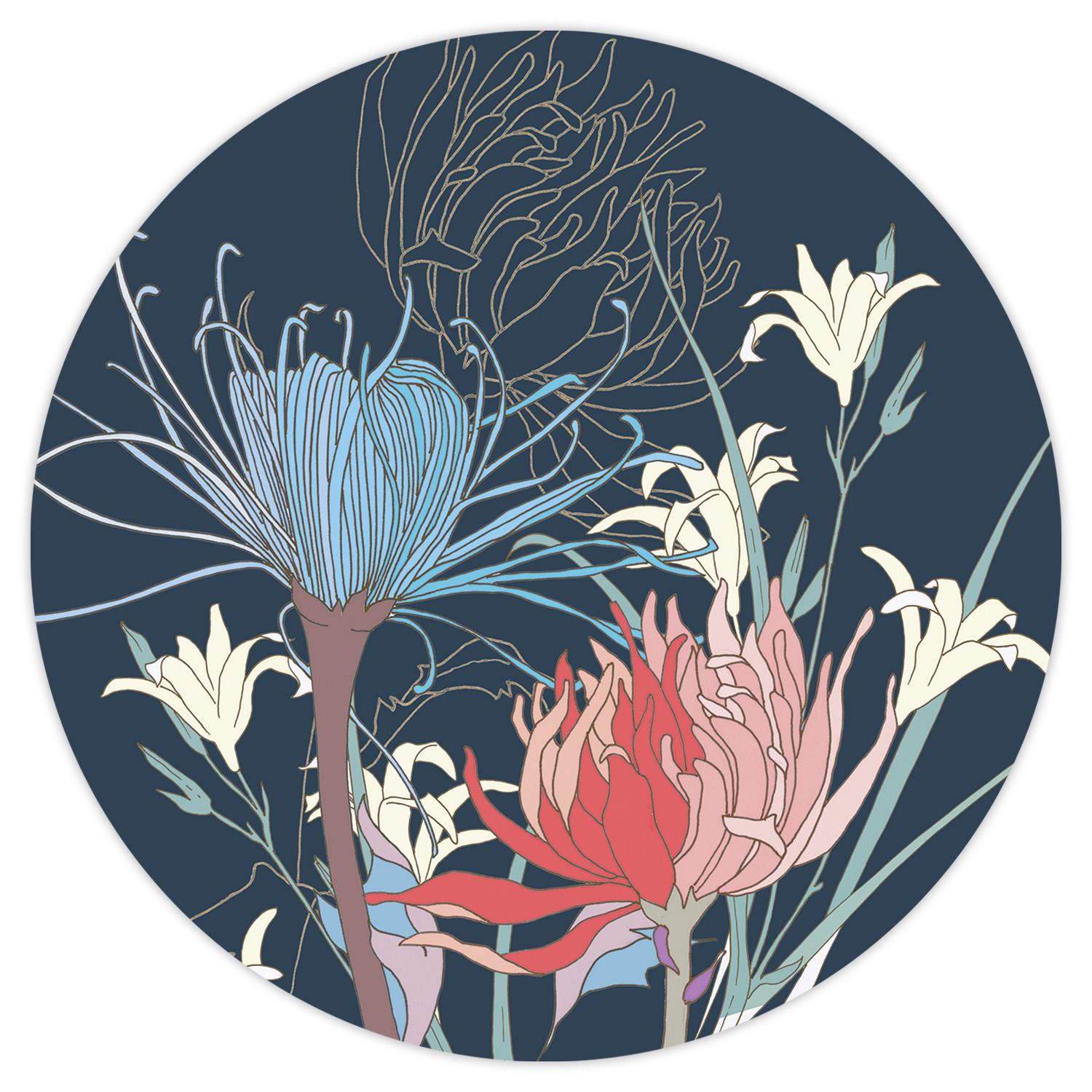 Set of 2 round hardboard placemats «Akiko» 100% Made in Italy - The Napking