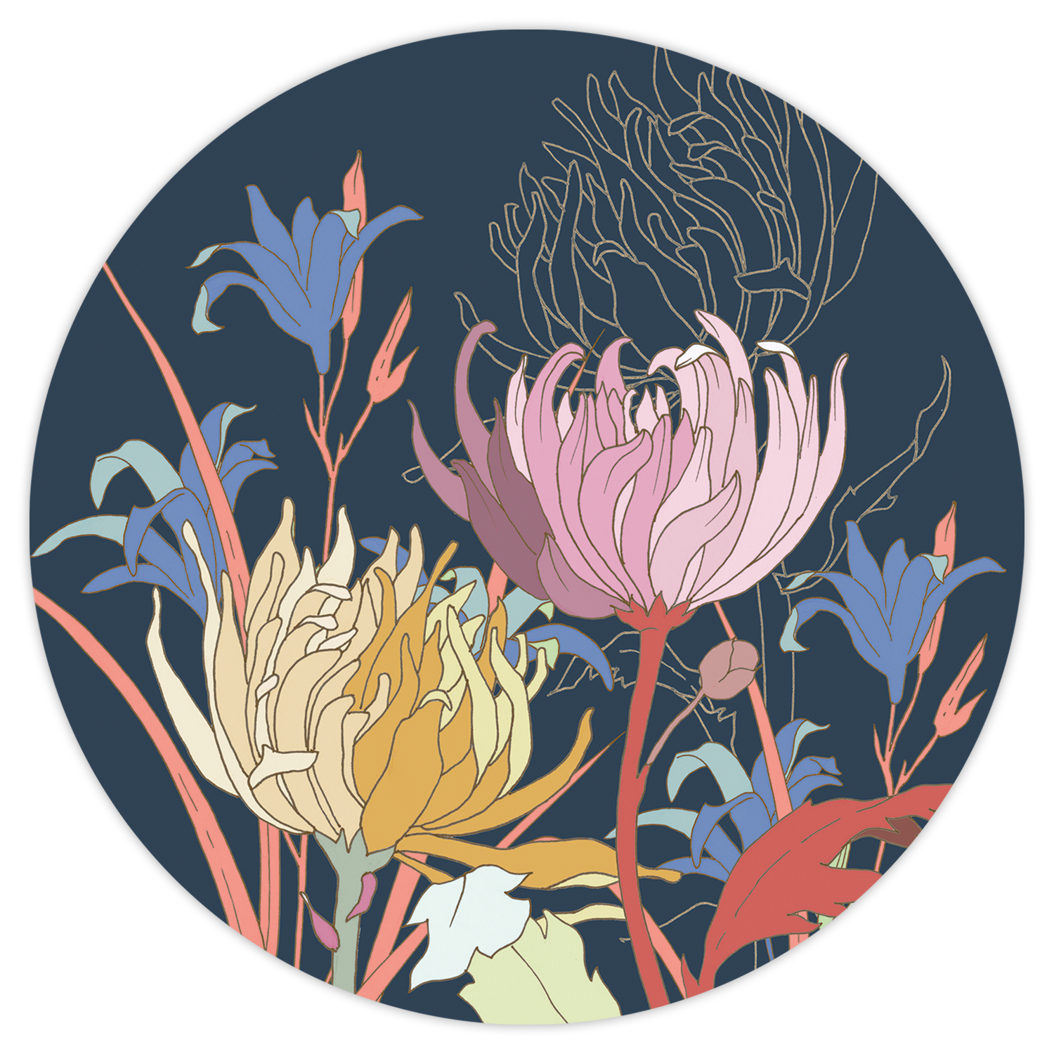 Set of 2 round hardboard placemats «Akiko» 100% Made in Italy - The Napking