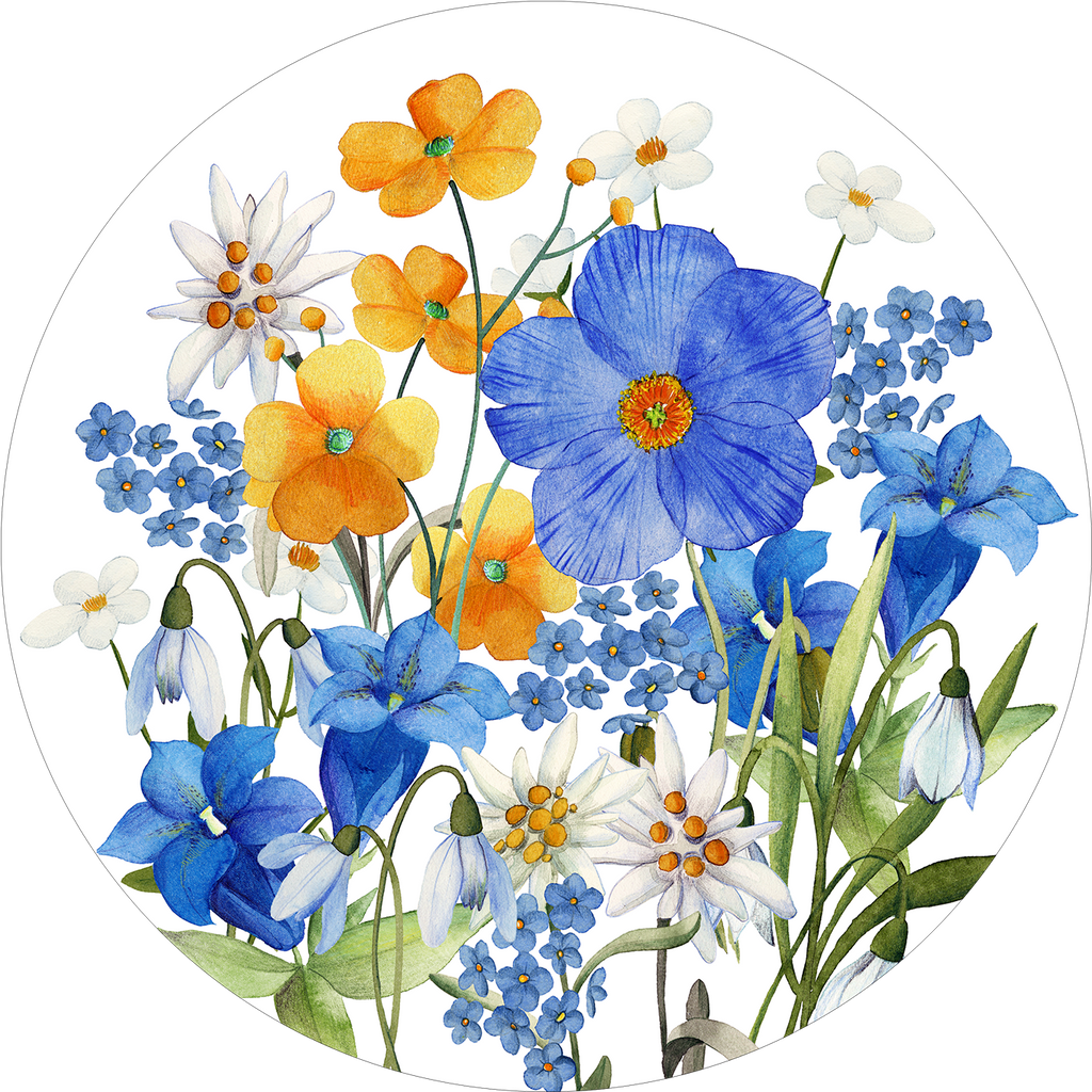 Set of 2 round hardboard placemats «Alpi flora» 100% Made in Italy - The Napking