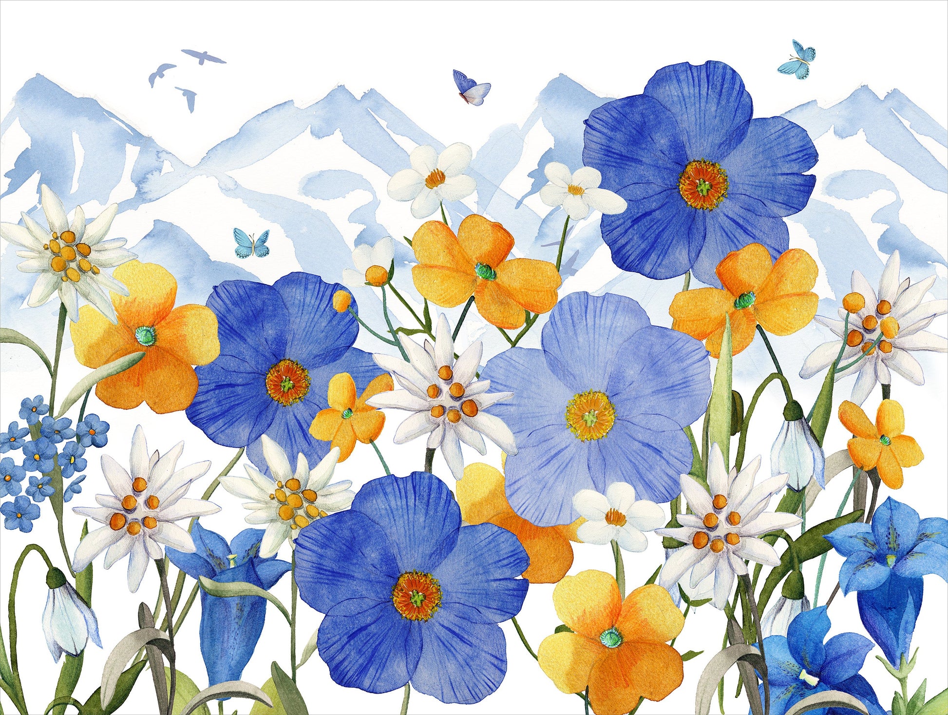 Set of 2 rectangular hardboard placemats «Alpi flora», 100% Made in Italy