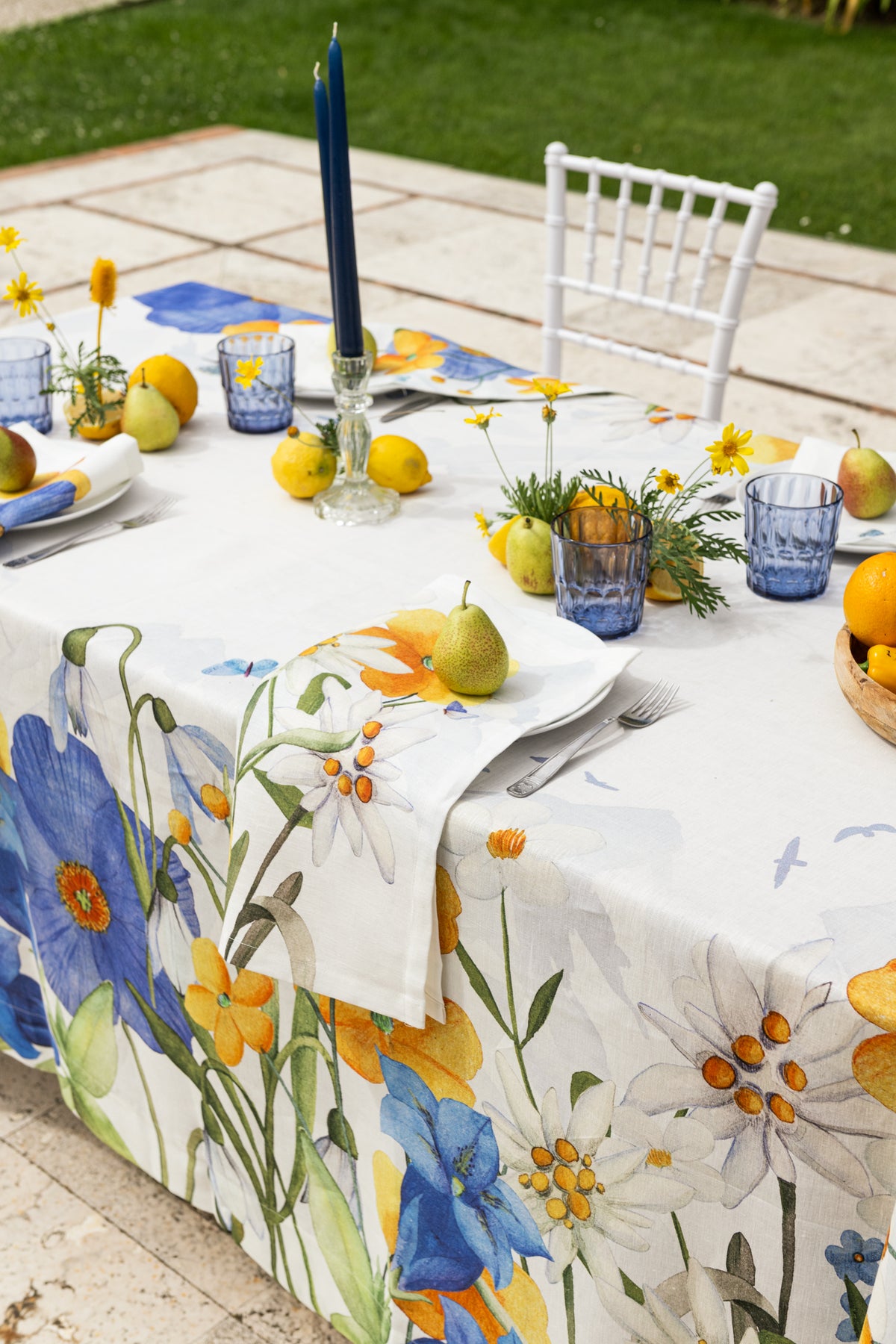 Linen Tablecloth «Alpi Flora», 100% Made in Italy
